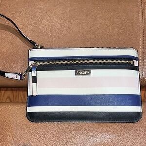 Kate Spade 2 compartment Multicolor Striped Wristlet NWOT